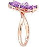 Stella Grace 10k Rose Gold Amethyst & 1/10 Carat T.W. Diamond Floral Ring