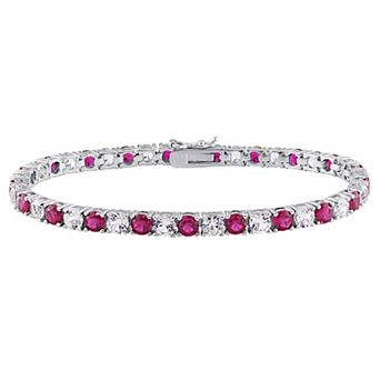 Stella Grace Sterling Silver Lab-Created Ruby & Lab-Created White Sapphire Bracelet