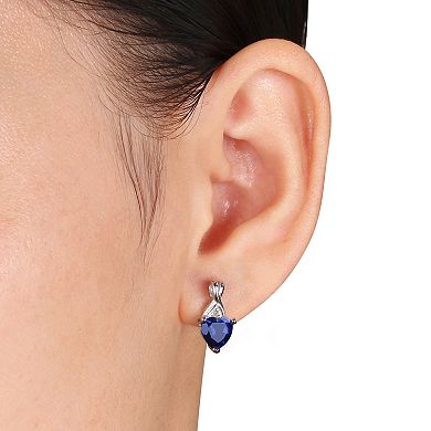 Stella Grace Sterling Silver Lab-Created Blue Sapphire & Diamond Accent Heart Pendant Necklace & Stud Earring Set