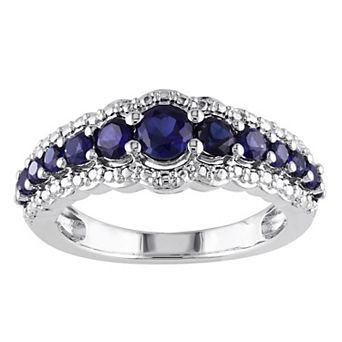 Stella Grace Sterling Silver Lab-Created Blue Sapphire Graduated Ring