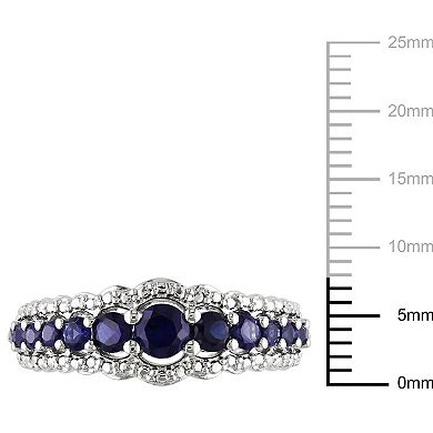 Stella Grace Sterling Silver Lab-Created Blue Sapphire Graduated Ring