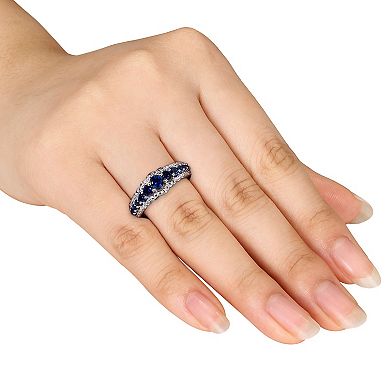 Stella Grace Sterling Silver Lab-Created Blue Sapphire Graduated Ring