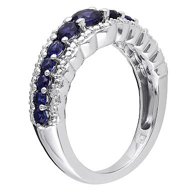 Stella Grace Sterling Silver Lab-Created Blue Sapphire Graduated Ring