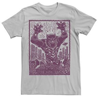 Men's Marvel Black Panther Woodcut Purple Portrait Tee
