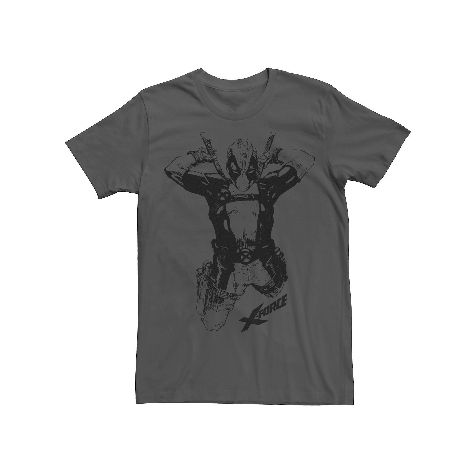 Mens Marvel X-Force Deadpool Action Leap Tee, Size: Small, Grey