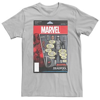 Men's Marvel Deadpool Action Figure Comic Cover Tee