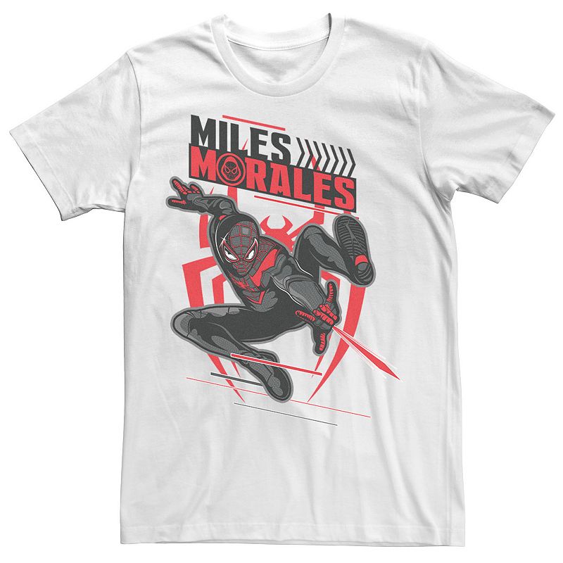 Mens Marvel Spider-Man Miles Morales Action Leap Tee, Size: Small, White