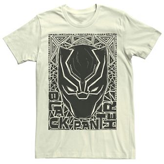 Men's Marvel Black Panther Mask Woodcut Portrait Tee