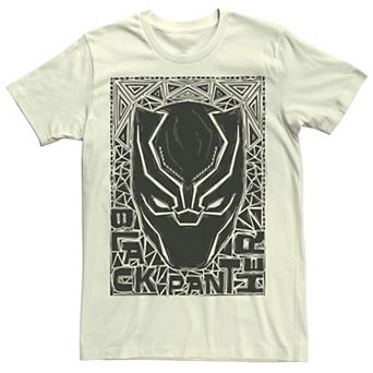 Men's Marvel Black Panther Mask Woodcut Portrait Tee