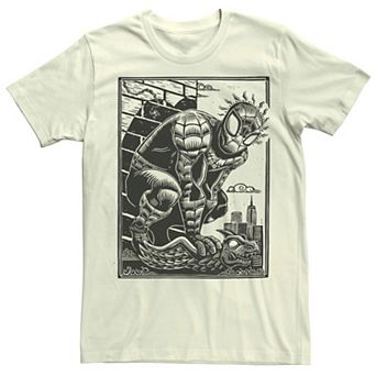 Men's Marvel Spider-Man Woodcut Portrait Tee