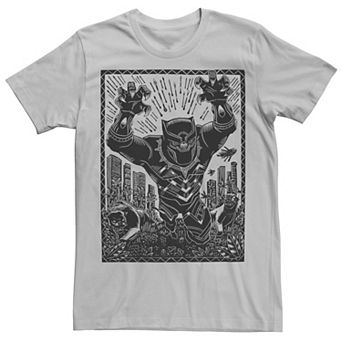 Men's Marvel Black Panther Woodcut Purple Portrait Tee