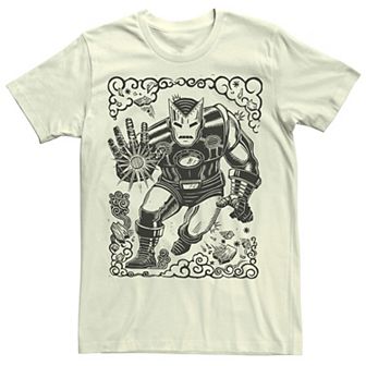 Men's Marvel Iron Man Woodcut Portrait Tee