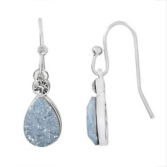 LC Lauren Conrad Silver Tone Crackled Simulated Crystal Nickel Free Teardrop Earrings