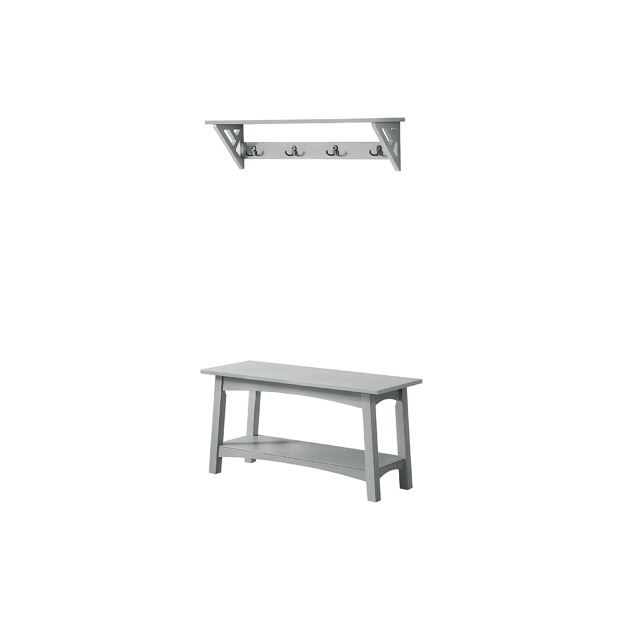 Alaterre Furniture Coventry Coat Hook Wall Decor & Hall Bench 2-piece Set, 