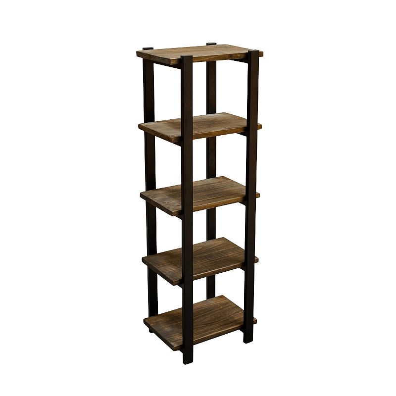 Pomona 4-Shelf Bath Storage Brown - Alaterre Furniture: Metal Frame, Lacquered Wood, Fixed Shelves