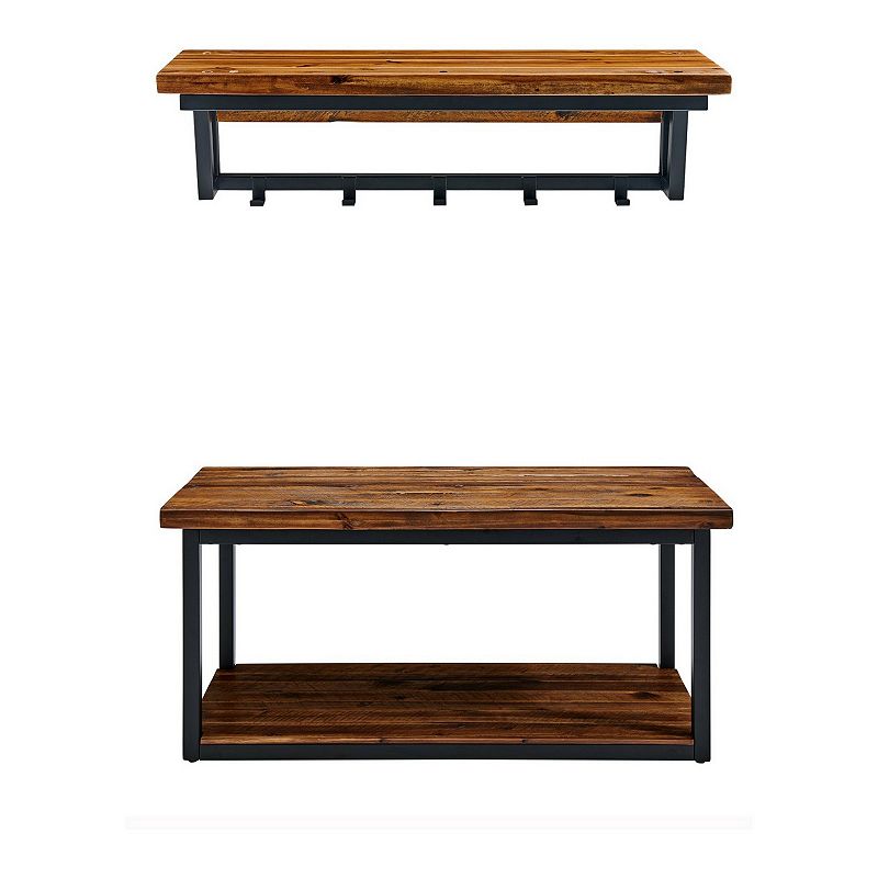 Alaterre Furniture Claremont Bench & Coat Rack 2-piece Set, Brown