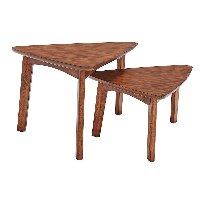 Alaterre Furniture Monterey Triangular Nesting Table 2-piece Set, Brown