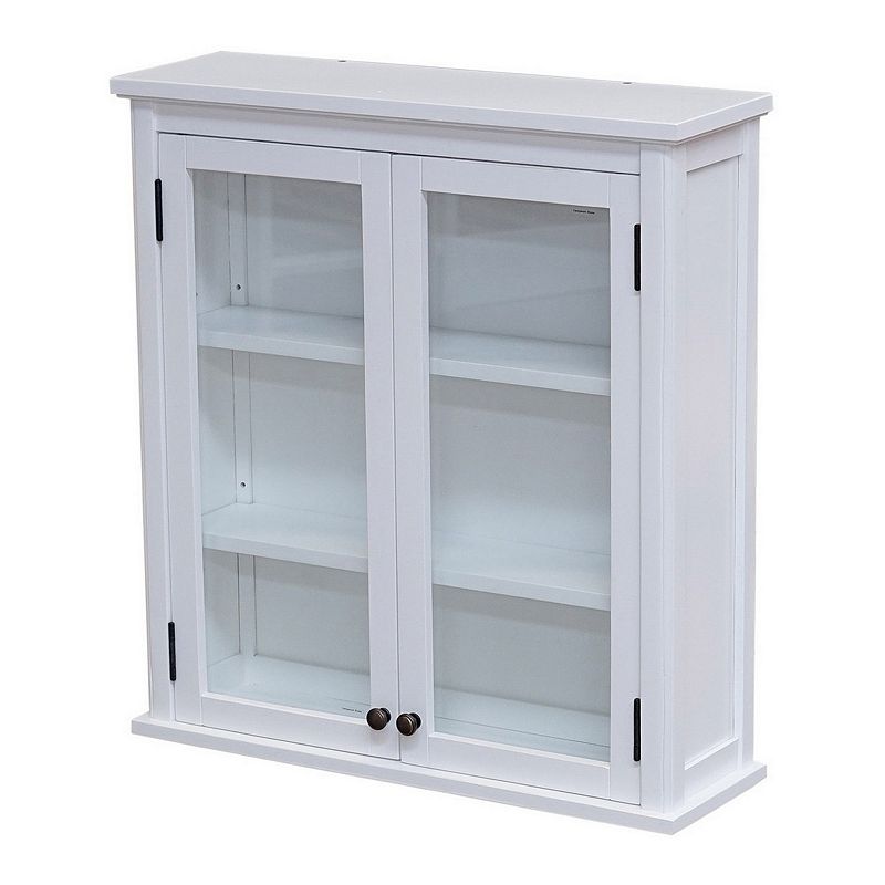 Alaterre Furniture Dorset Bathroom Glass Door Wall Cabinet, White