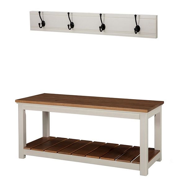 Alaterre Furniture Savannah Bench & Coat Rack 2piece Set