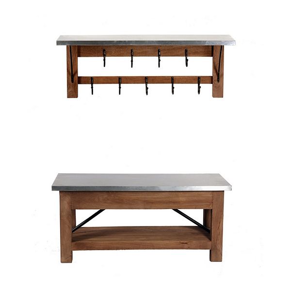 Alaterre Furniture Millwork Bench & Double Row Coat Rack 2-piece Set