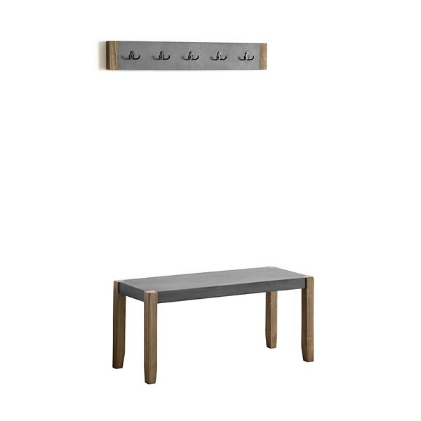 Alaterre Furniture Newport Faux Concrete Bench & Coat Rack 2piece Set