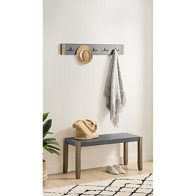 Alaterre Furniture Newport Faux Concrete Bench & Coat Rack 2-piece Set