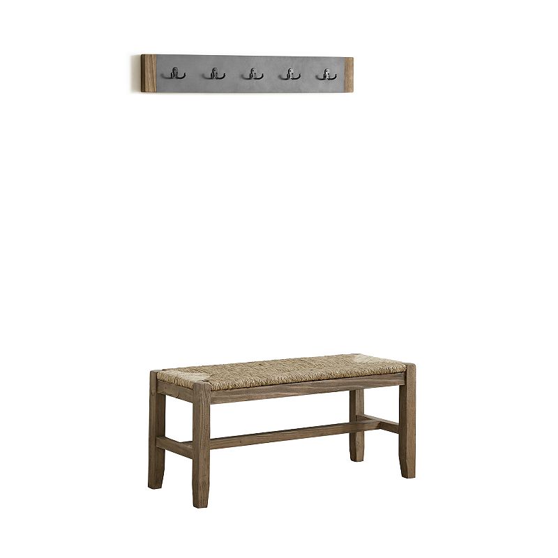 Alaterre Furniture Newport Bench & Coat Rack 2-piece Set, Brown