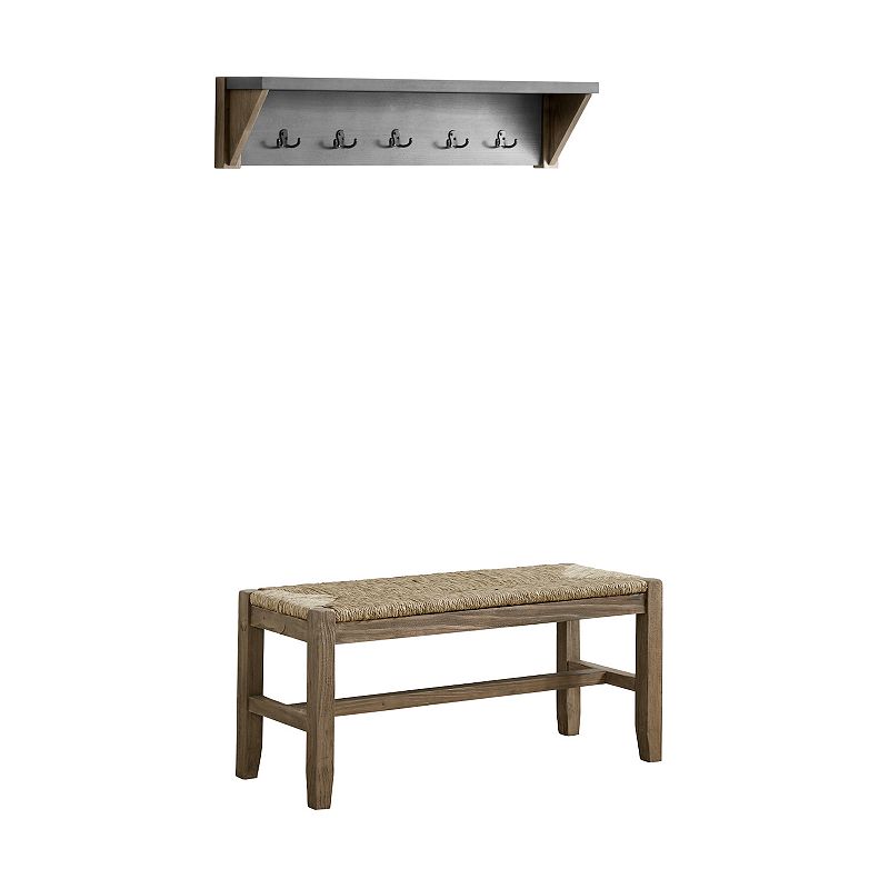 Alaterre Furniture Newport Bench & Shelf Coat Rack 2-piece Set, Brown