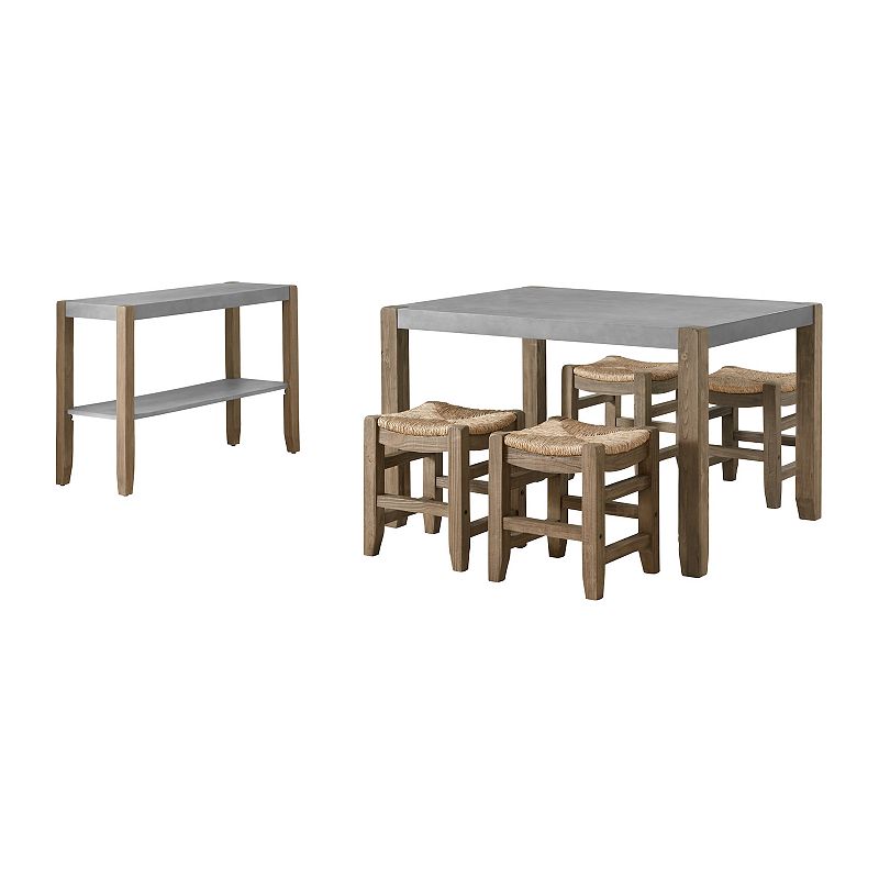 Alaterre Furniture Newport Dining Table 6-piece Set, Brown