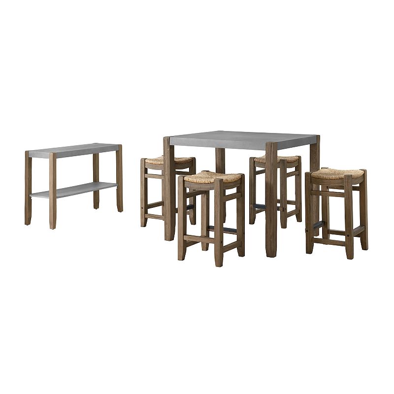 Alaterre Furniture Newport Counter Height Dining Table 6-piece Set, Brown