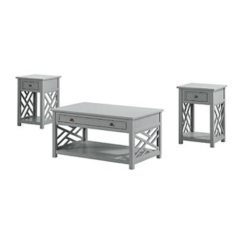 Alaterre Furniture Coventry Coffee Table & End Table with Drawers 3 pc Set