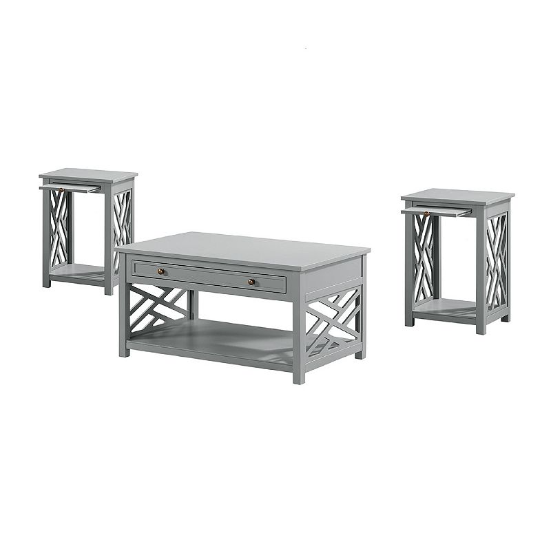 Alaterre Furniture Coventry Coffee Table & End Table 3-piece Set, Grey