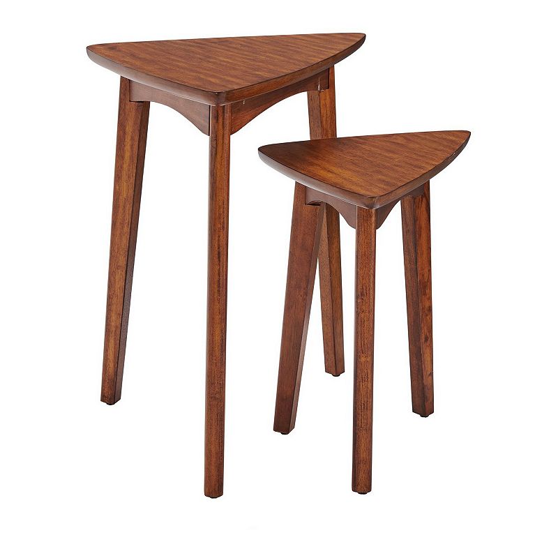 Alaterre Furniture Monterey Triangular Nesting End Table 2-piece Set, Brown
