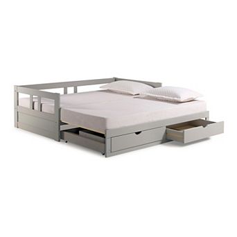 Alaterre Furniture Melody Twin to King Extendable Storage Day Bed