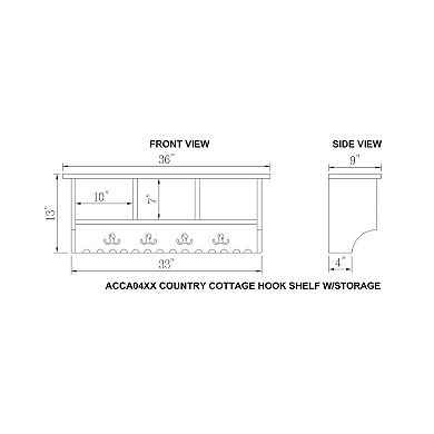 Alaterre Furniture Country Cottage Distressed Wall Shelf & Bench 2-piece Set