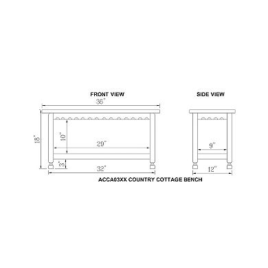 Alaterre Furniture Country Cottage Distressed Wall Shelf & Bench 2-piece Set
