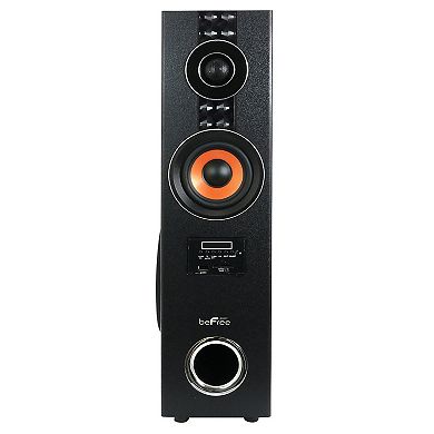 Befree Sound 2.1 Channel Powered Bluetooth Dual Wood Tower Speakers with Optical Input