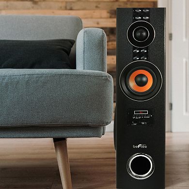 Befree Sound 2.1 Channel Powered Bluetooth Dual Wood Tower Speakers with Optical Input