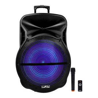 beFree Sound 18-Inch Bluetooth Portable Rechargeable Party Speaker with Reactive LED Party Lights & FM Radio