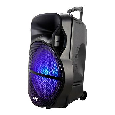 beFree Sound 18-Inch Bluetooth Portable Rechargeable Party Speaker with Reactive LED Party Lights & FM Radio