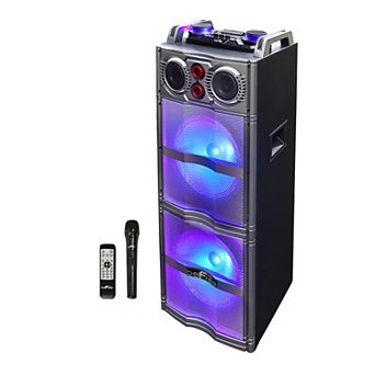 beFree Sound Double 10-Inch Subwoofer Portable Bluetooth Party Speaker with Reactive Lights