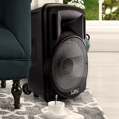 beFree Sound 12-Inch 2500 Watt Bluetooth Portable Party PA Speaker With Illuminating Lights