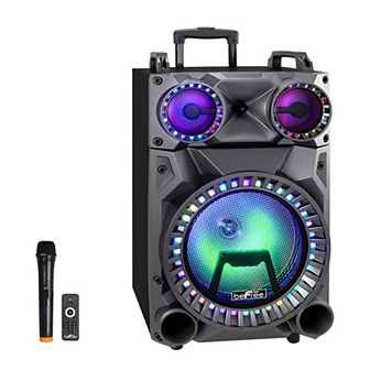 beFree Sound Rechargeable 12-Inch Bluetooth Portable Party Speaker with Party Lights & FM Radio