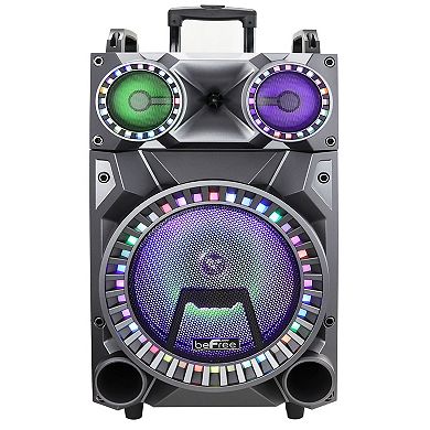 beFree Sound Rechargeable 12-Inch Bluetooth Portable Party Speaker with Party Lights & FM Radio
