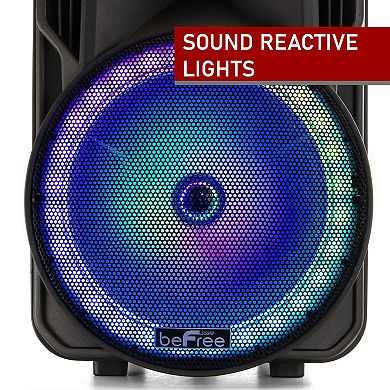 beFree Sound 12-Inch Bluetooth Rechargeable Portable PA Party Speaker with Reactive LED Lights