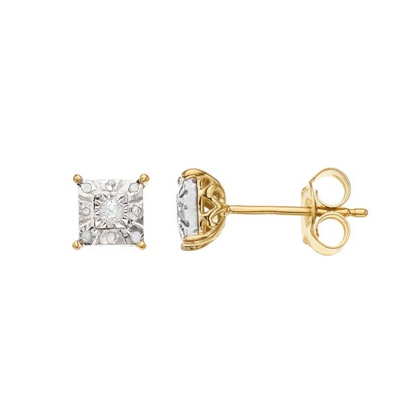 1/10 Carat T.W. Diamond Composite Square Stud Earrings