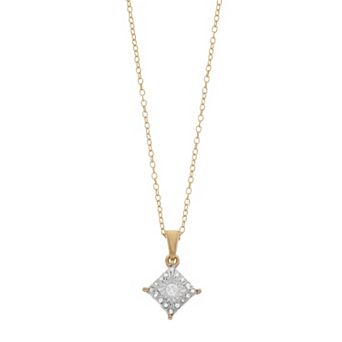 1/10 Carat T.W. Diamond Composite Square Stud Pendant Necklace