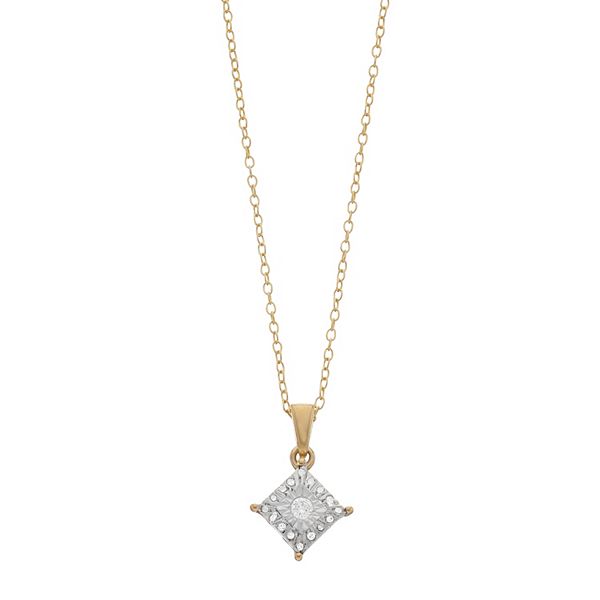 1/10 Carat T.W. Diamond Composite Square Stud Pendant Necklace