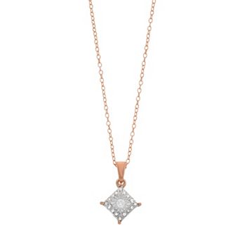 1/10 Carat T.W. Diamond Composite Square Stud Pendant Necklace