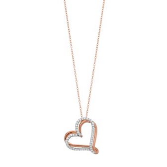 1/4 Carat T.W. Diamond Tilted Heart Pendant Necklace